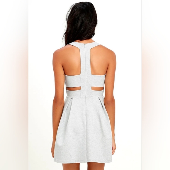 Lulus Cutout and About Heather Grey Skater Dress Size Medium - Picture 6 of 8